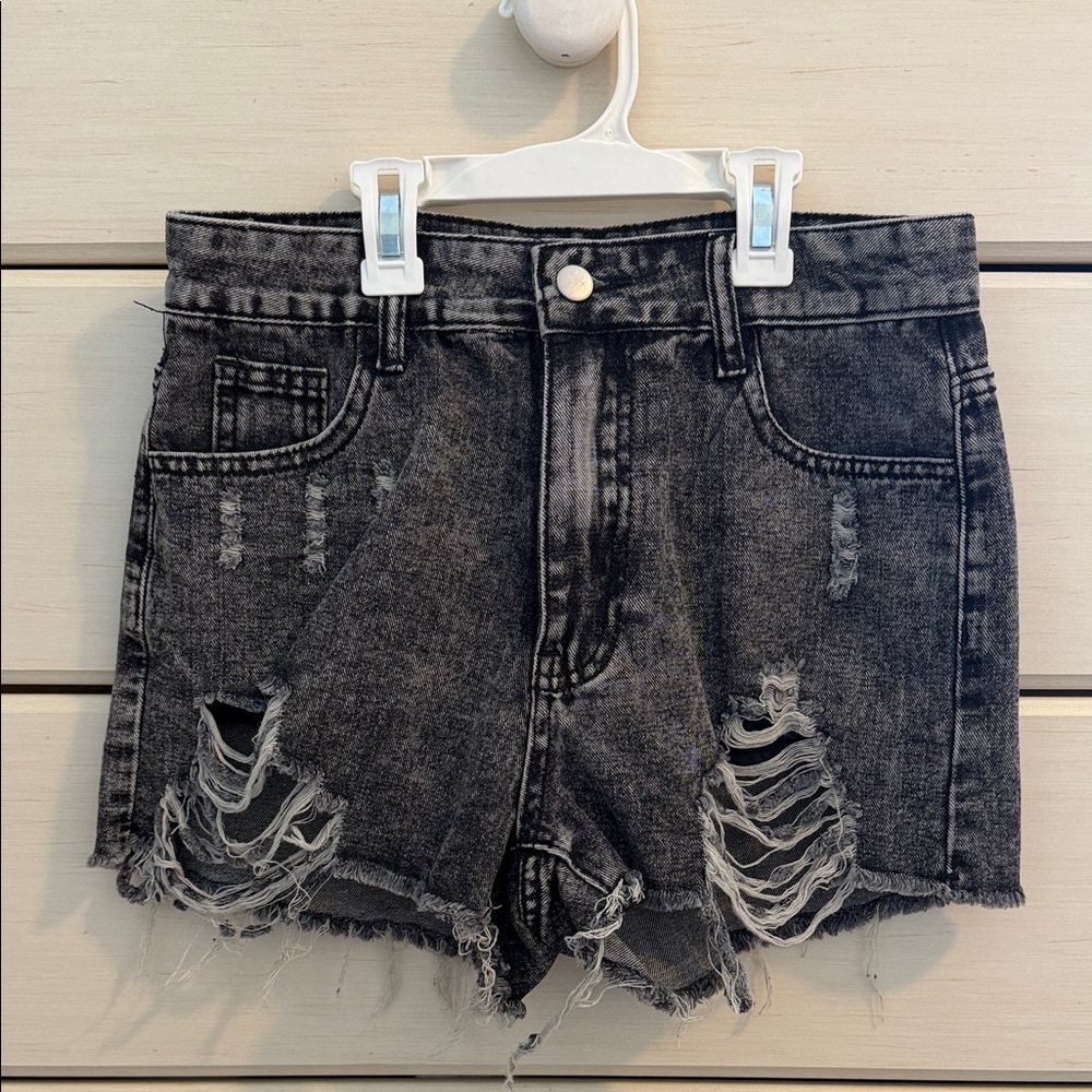 SHEIN Black Ripped Jean Shorts